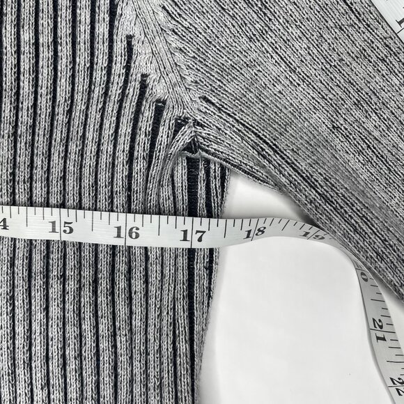 INC Women's Grey 100% Cotton Quilted Ribbed Mock Neck Zip Sweater Jacket Sz L - Picture 6 of 11